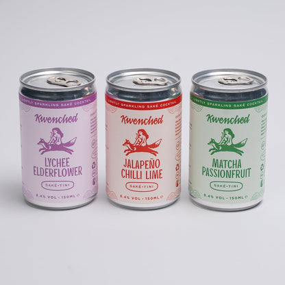 Sake-Tini Mixed Pack: Lychee Elderflower, Jalapeño Chilli Lime, Matcha Passionfruit - Kwenched